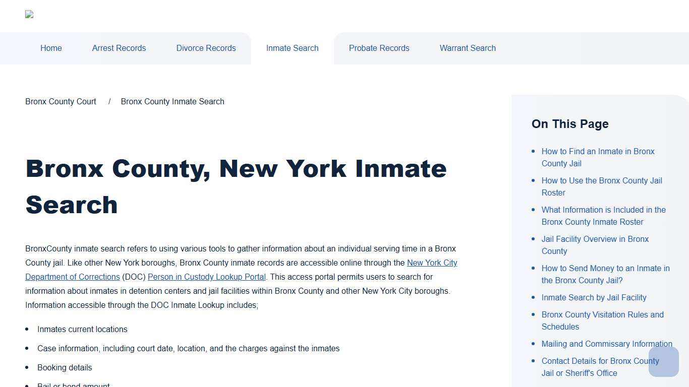 Bronx County Inmate Search | Bronx County Court